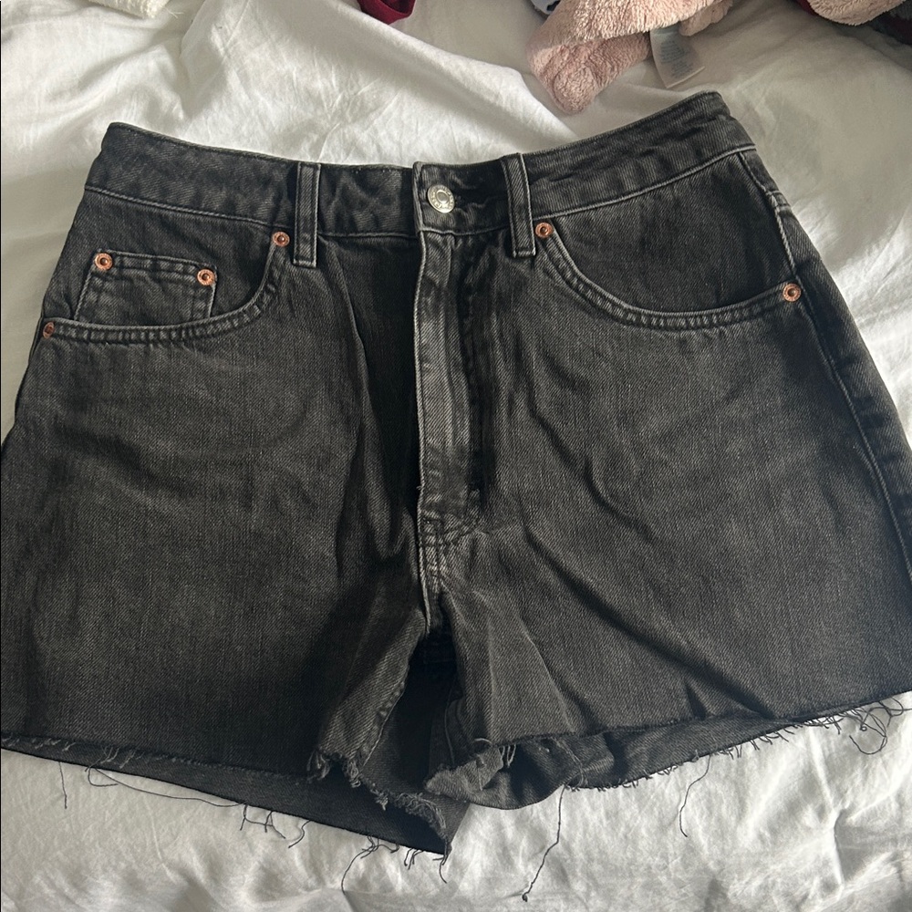 Topshop Black Denim High-Rise A-line Women's Shorts
